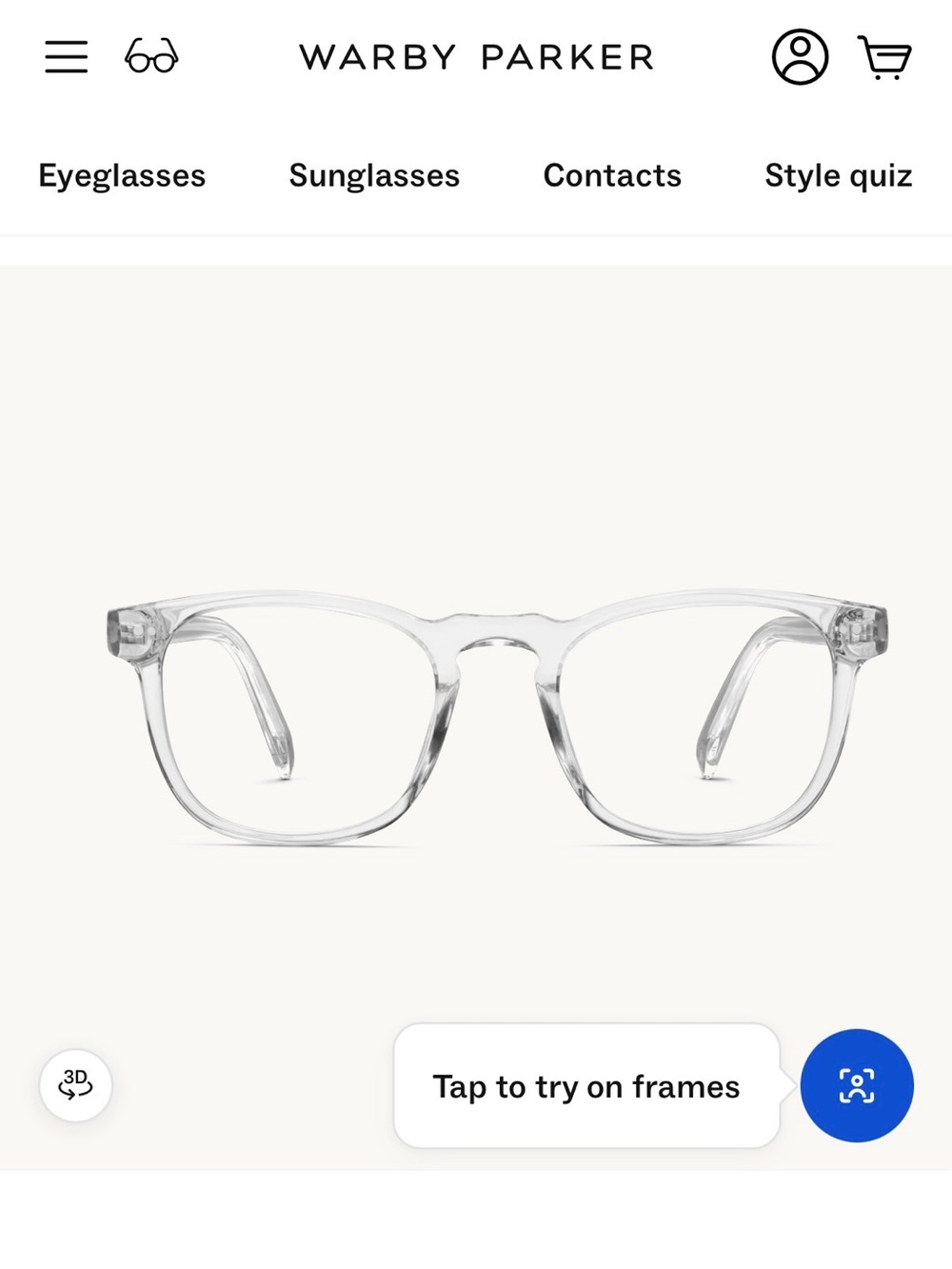 Warby Parker Elio Crystal Medium Eyeglasses Unisex